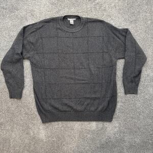Geoffrey Beene Sweater XXL Minimalist 3D Textured Grid Retro 90s Grandpa Chic